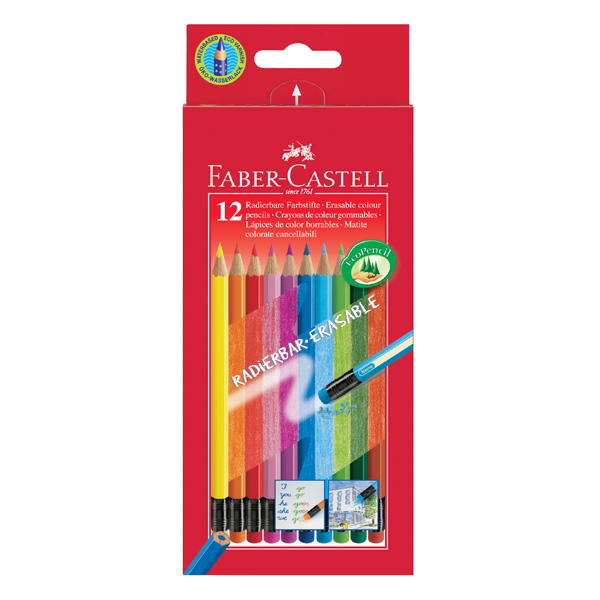 Kredki z gumką 12 sztuk, Faber Castell
