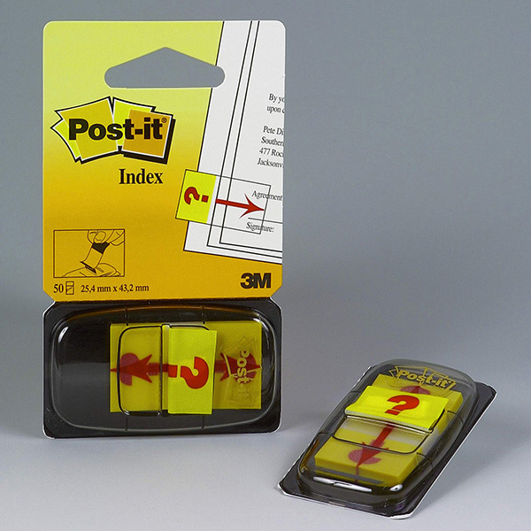 Zakładki indeksujące Postit® z nadrukiem ikony „znak zapytania”