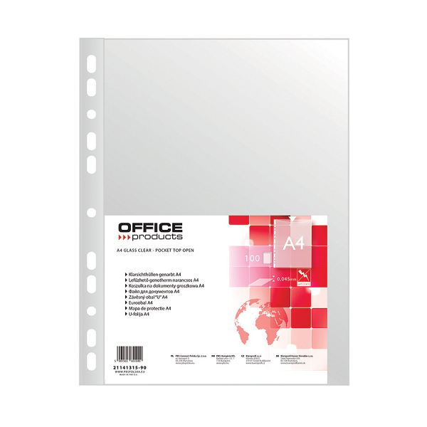 Koszulki na dokumenty Office Products, A4, groszkowe, 45mik, 100 szt.