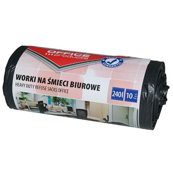 Worki na śmieci biurowe Office Products mocne (LDPE) 240l 10szt. czarne