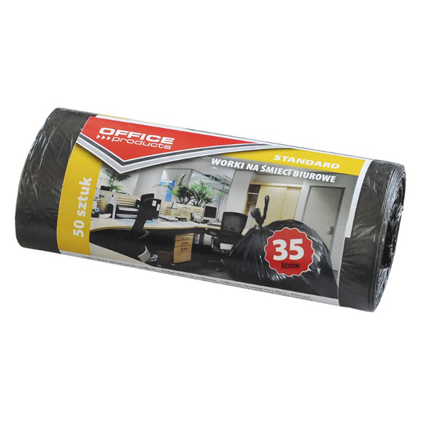 Worki na śmieci biurowe Office Products standard(LDPE) 35l 50szt. czarne