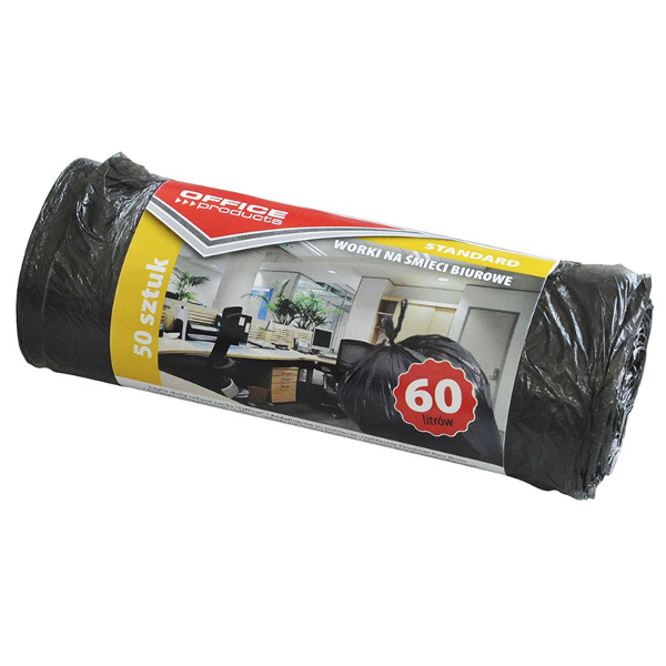 Worki na śmieci biurowe Office Products standard(LDPE) 60l 50szt. czarne