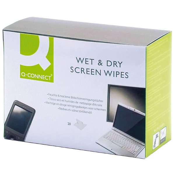 Chusteczki do czyszczenia ekranów TFT/LCD Q-connect 2x20szt.
