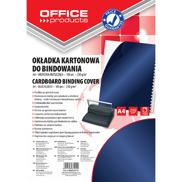 Okładki do bindowania Office Products karton A4 250gsm. 100szt. ciemnoniebieskie