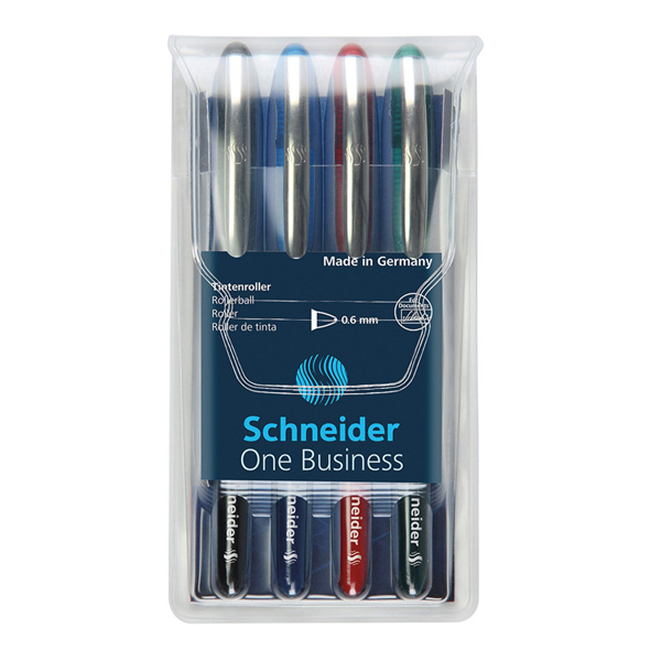 Zestaw piór kulkowych SCHNEIDER One Business, 0,6 mm, 4szt., miks kolorów