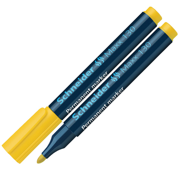 Marker permanentny SCHNEIDER Maxx 130, okrągły, 1-3 mm, zolty