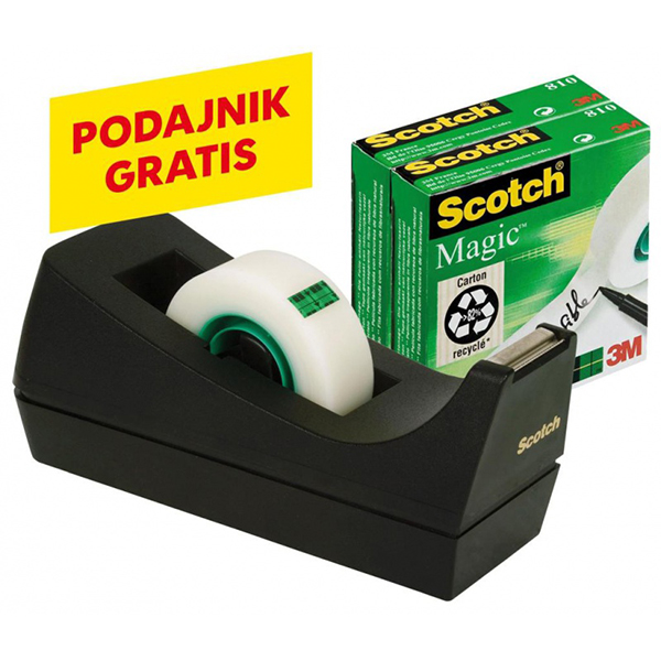 Taśma biurowa Magic Scotch z dyspenserem 19mm 33m