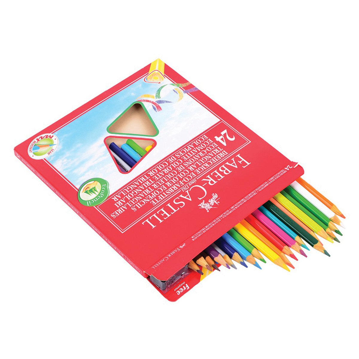 Kredki Eco Colour  trójkątne 24 Kol. + temperówka opakowanie karton Faber-Castell
