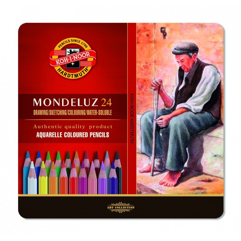Kredki akwarelowe 24-kol. krajobrazowe Mondeluz 3724 op. metalowe, Koh-I-Noor
