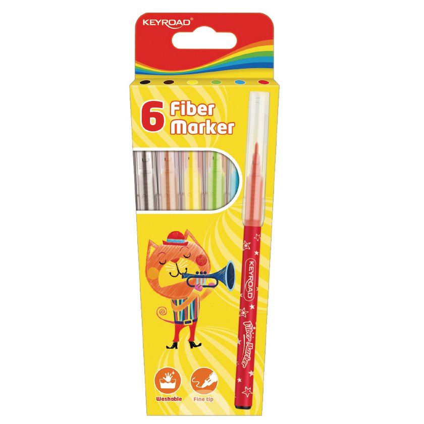 Flamastry KEYROAD Fiber Marker, 12szt., na zawieszce, mix kolorów