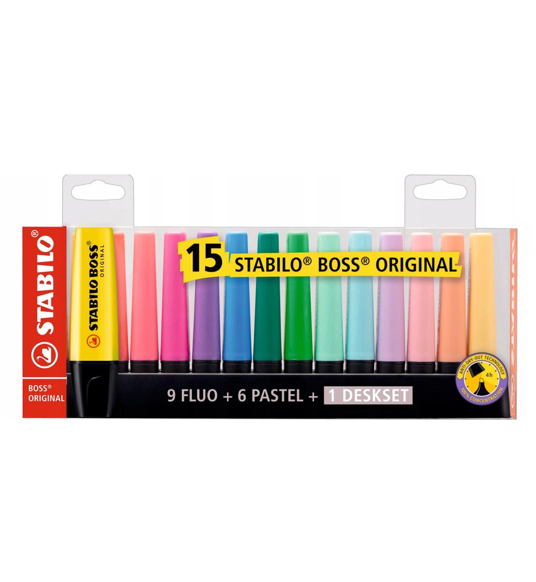 Zakreślacze Boss 15-kol. w etui, Stabilo