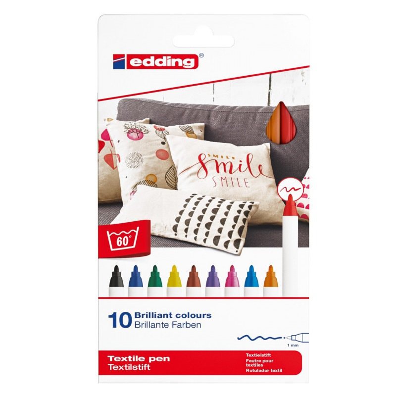 Markery do tkanin, 10 sztuk Edding