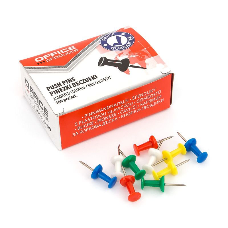 Pinezki beczułki OFFICE PRODUCTS, 100szt., mix kolorów