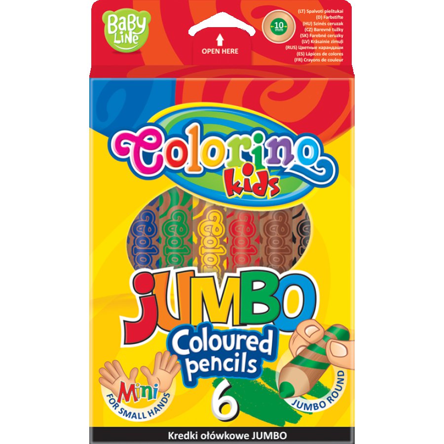Kredki ołówkowe okrągłe Jumbo, 6 kolorów