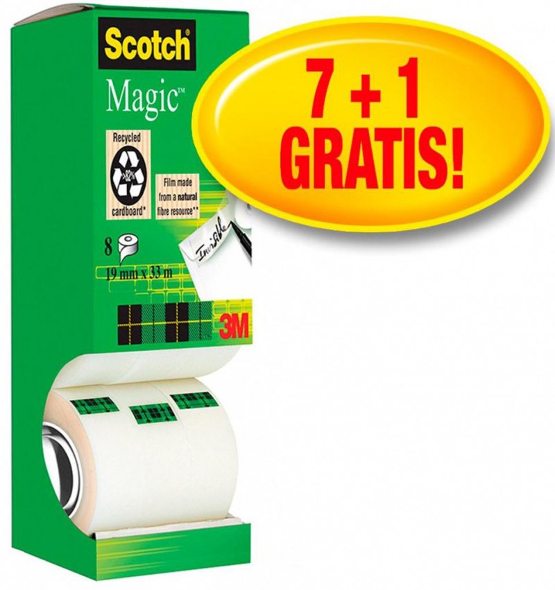 Taśma biurowa Magic Scotch 19mm 33m 7szt., 1 rolka GRATIS