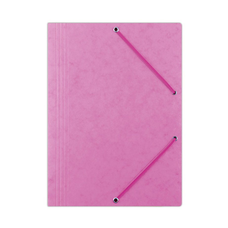 Teczka z gumką OFFICE PRODUCTS, preszpan, A4, 390gsm, 3-skrz., różowa