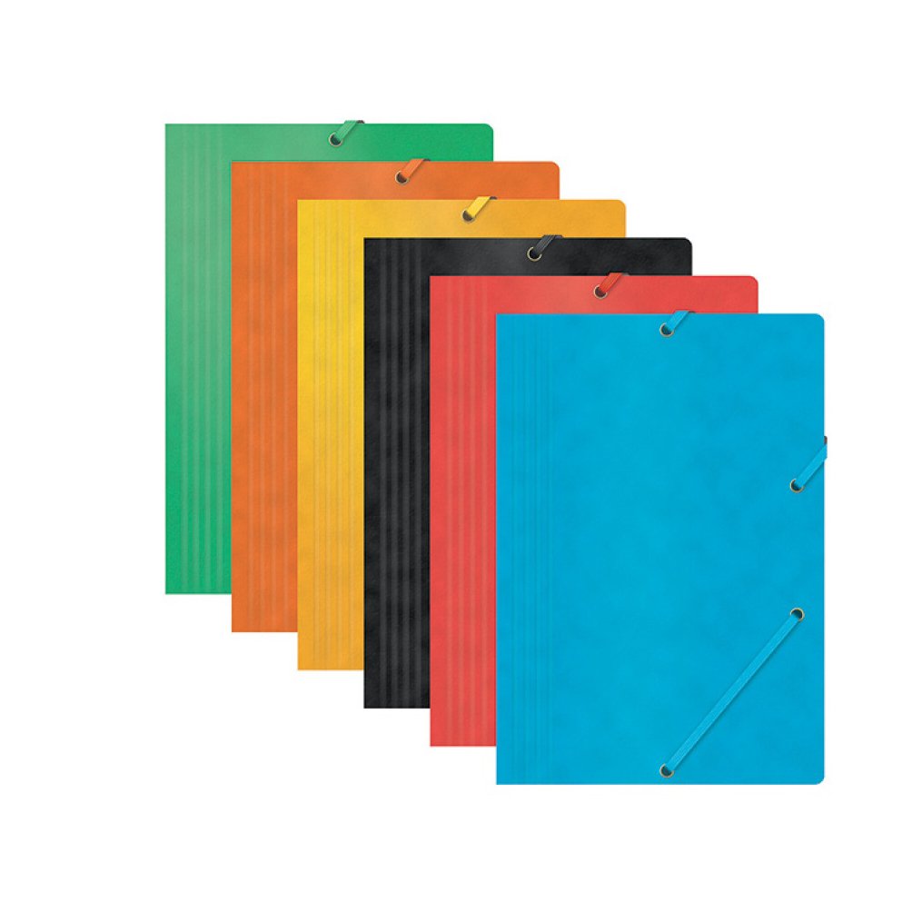 Teczka z gumką OFFICE PRODUCTS, preszpan, A4, 390gsm, 3-skrz., mix kolorów