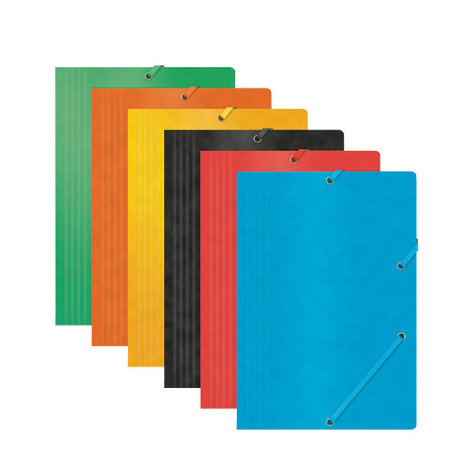 Teczka z gumką OFFICE PRODUCTS, preszpan, A4, 390gsm, 3-skrz., żółta