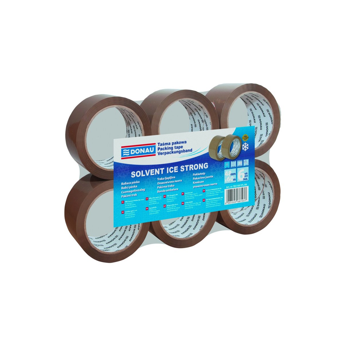 Taśma pakowa DONAU Solvent , 48mm, 60m, 42mikr., brązowa