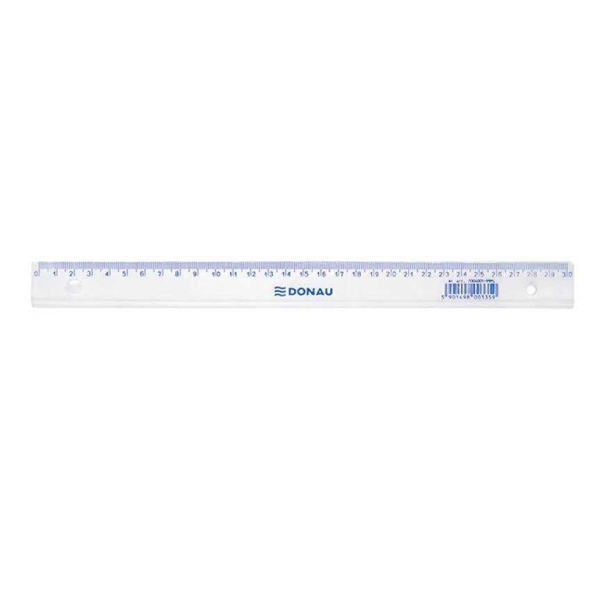 Linijka DONAU, 30cm, zawieszka, transparentna