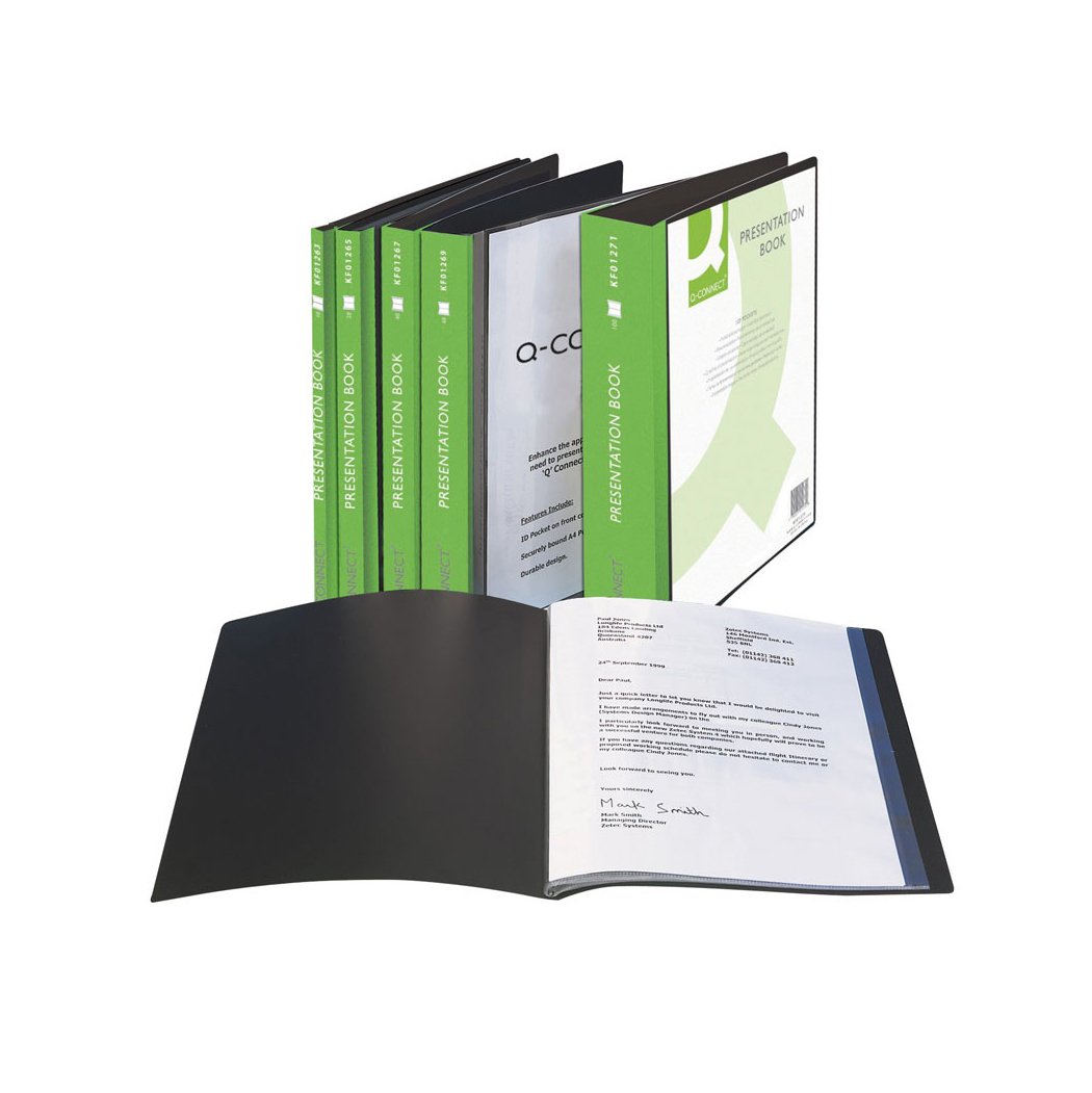 Teczka ofertowa Q-CONNECT z kieszenią opisową, PP, A4, 460mikr., 20 koszulek, czarna