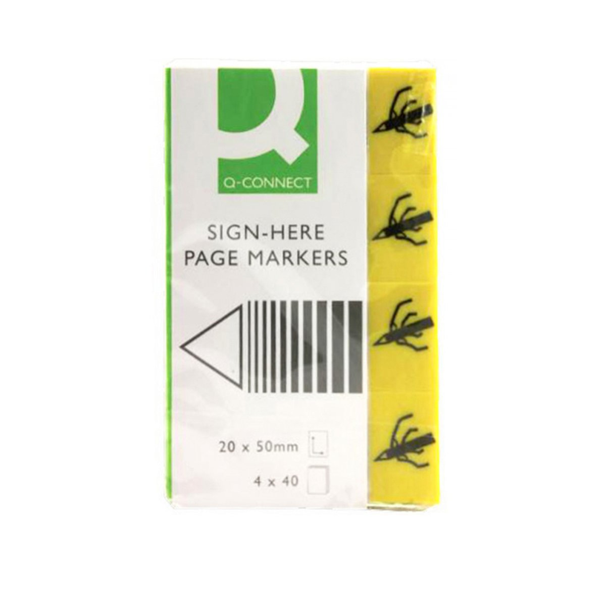 Zakładki indeksujące Q-CONNECT Sign-here, papier, 20x45mm, 4x40 kart., żółty