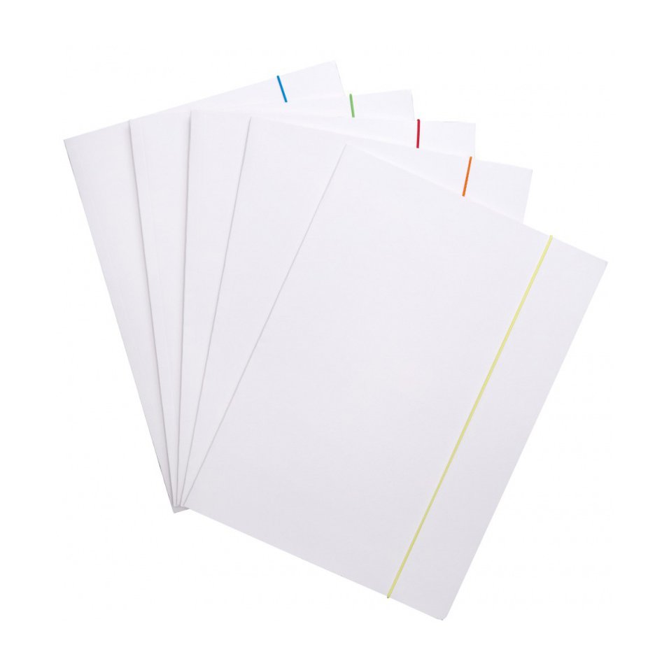 Teczka z gumką OFFICE PRODUCTS, karton, A4, 300gsm, 3-skrz., gumka mix kolorów, biała