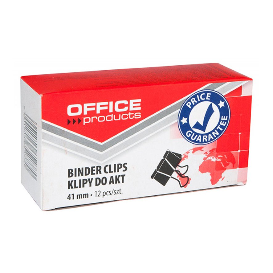 Klipy do dokumentów OFFICE PRODUCTS, 41mm, 12szt., czarne
