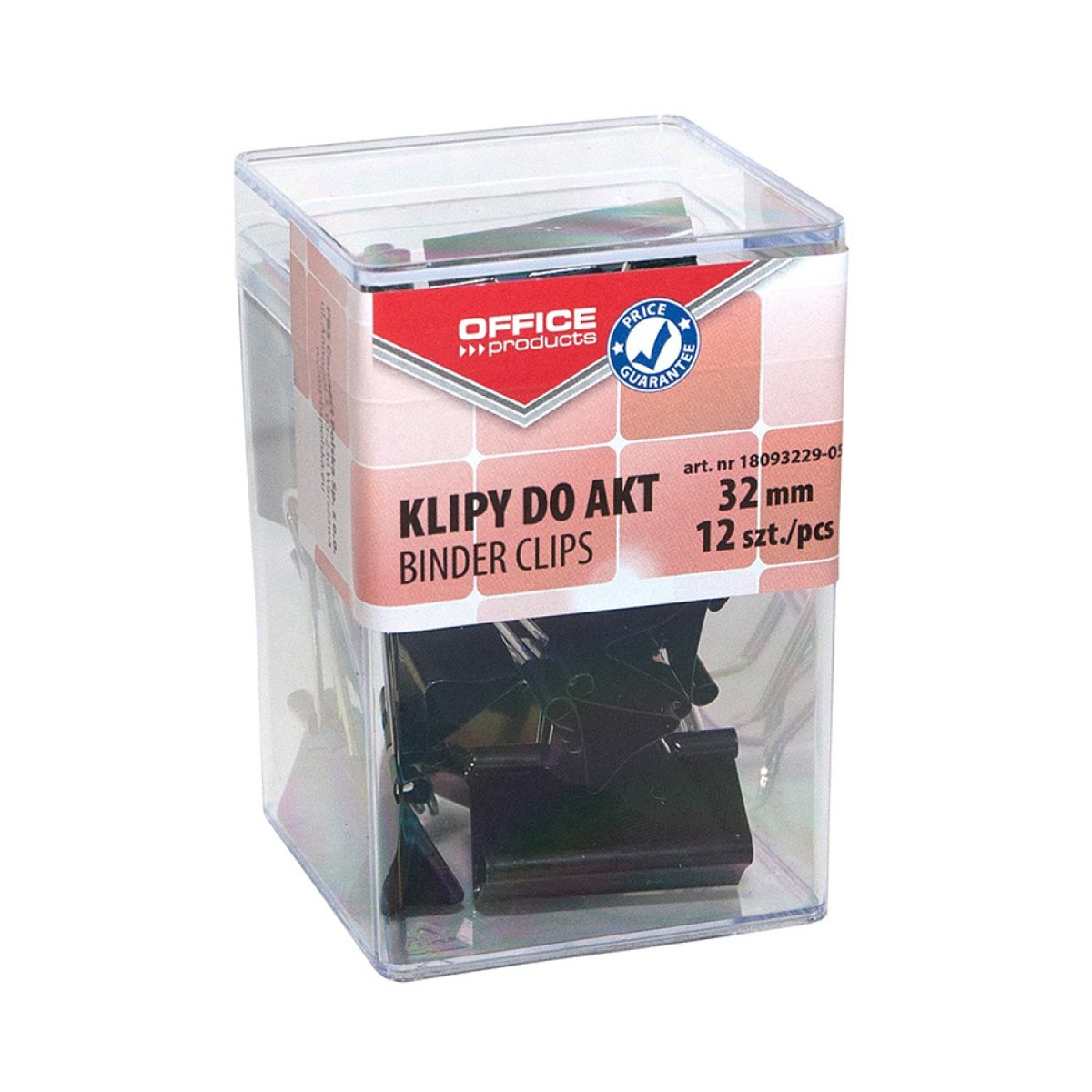 Klipy do dokumentów OFFICE PRODUCTS, 32mm, 12szt., w pudełku, czarne