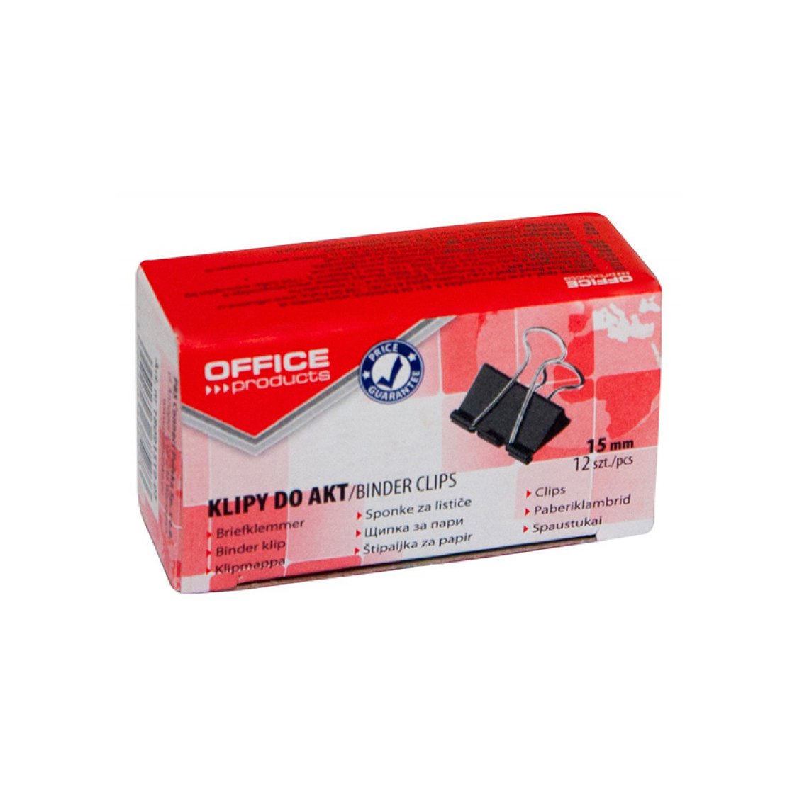 Klipy do dokumentów OFFICE PRODUCTS, 15mm, 12szt., czarne