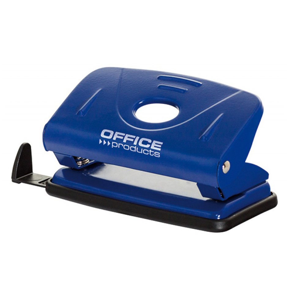 Dziurkacz OFFICE PRODUCTS, dziurkuje do 12 kartek, metal, niebieski