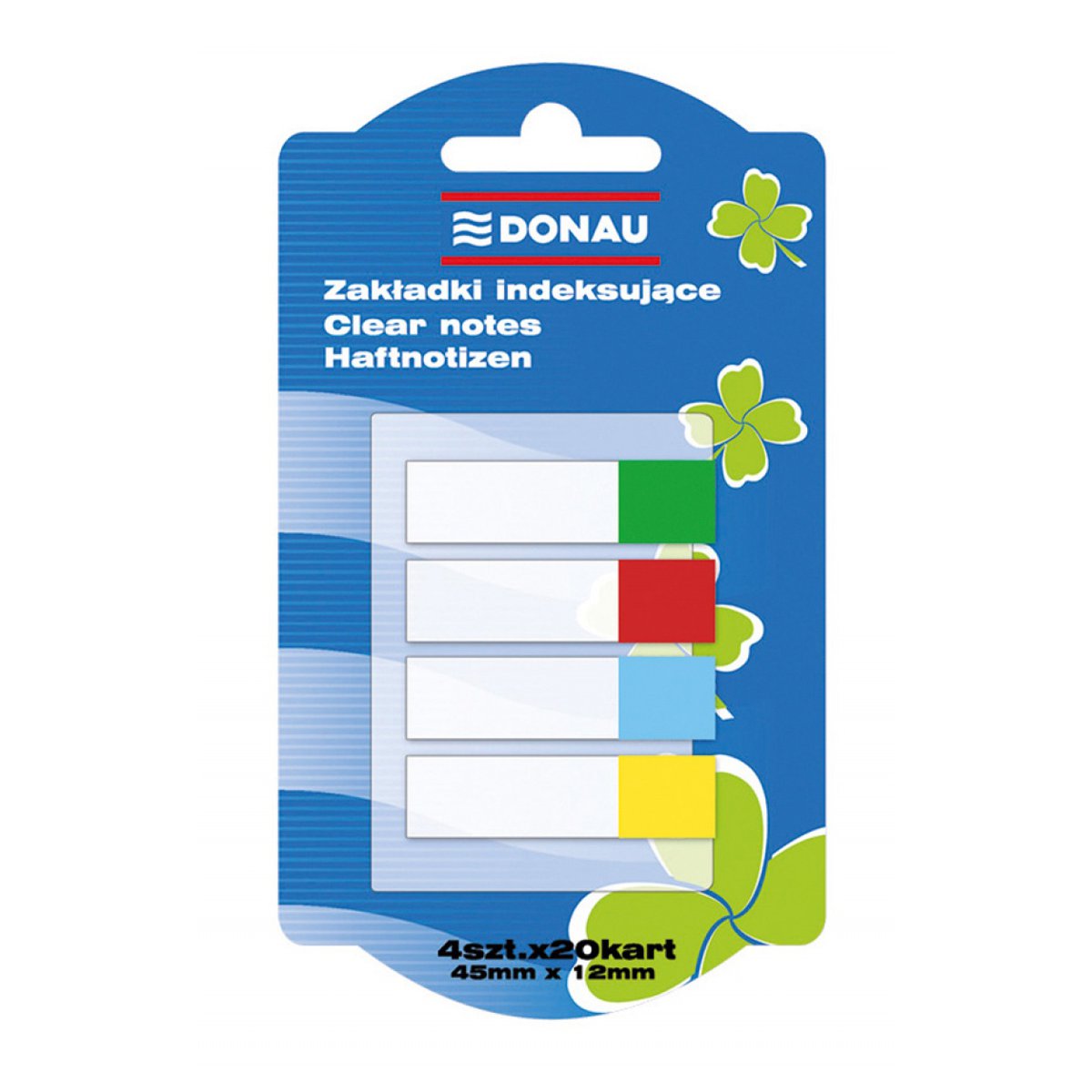 Zakładki indeksujące DONAU, PP, 12x45mm, 4x20 kart., mix kolorów