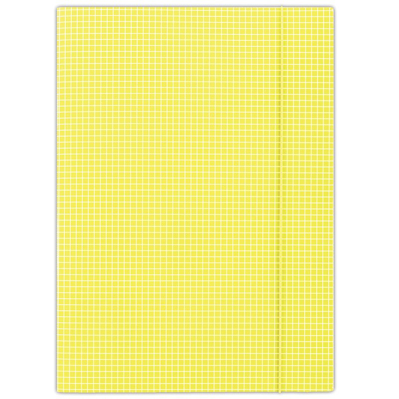 Teczka z gumką DONAU, karton, A4, 400gsm, 3-skrz., żółta w kratę