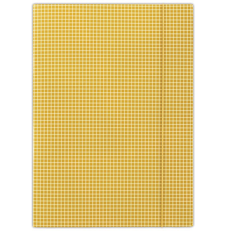 Teczka z gumką DONAU, karton, A4, 400gsm, 3-skrz., pomarańczowa w kratę
