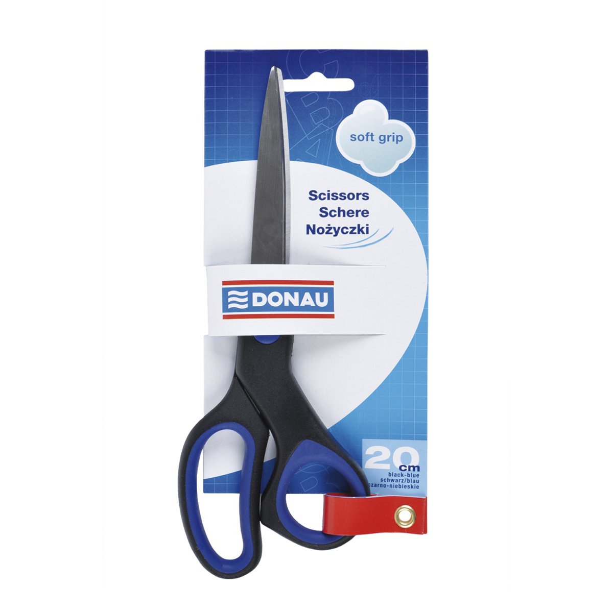 Nożyczki biurowe DONAU Soft Grip, 20cm, niebieskie