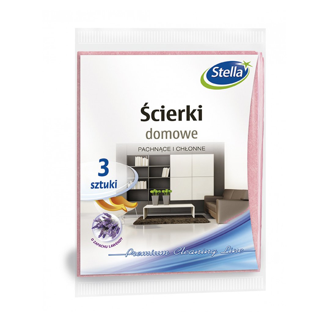 Ścierki domowe STELLA, zapach lawendy, 3 szt., lawendowy
