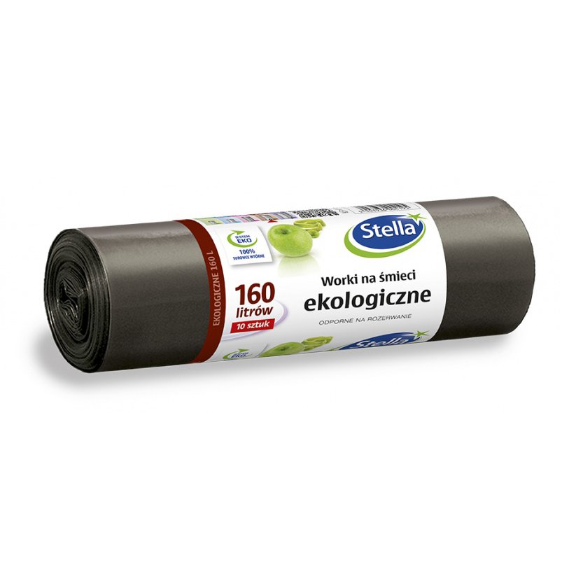 Worki na śmieci STELLA, ekologiczne, 160 l, 10 szt., czarny