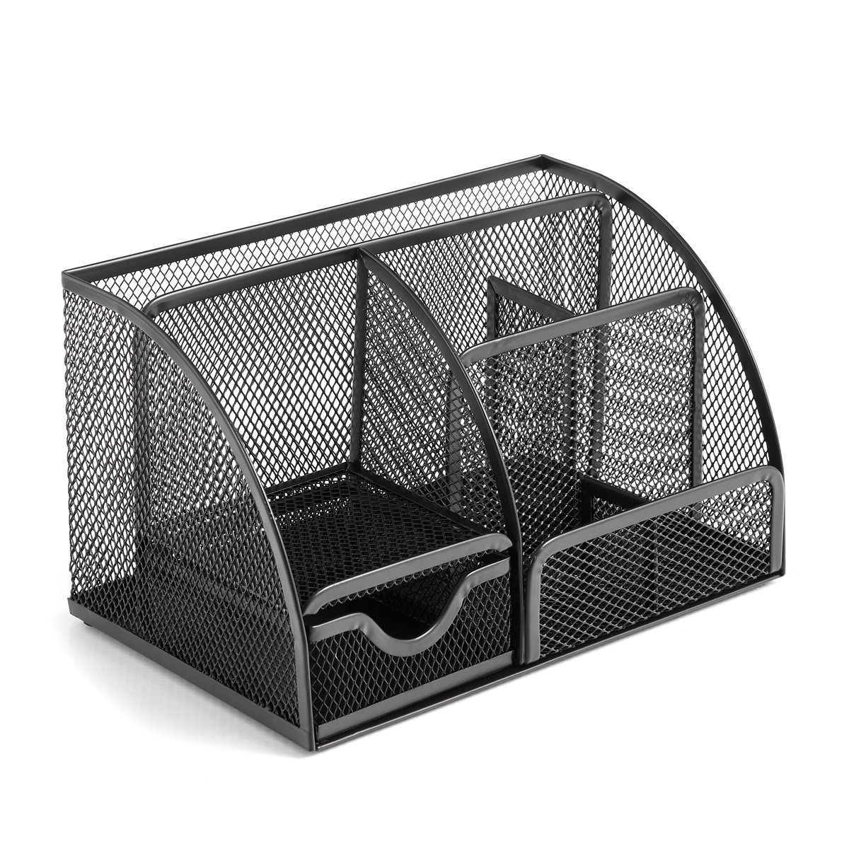 Przybornik na biurko Q-Connect Office Set, metalowy, z miejscem na listy, czarny