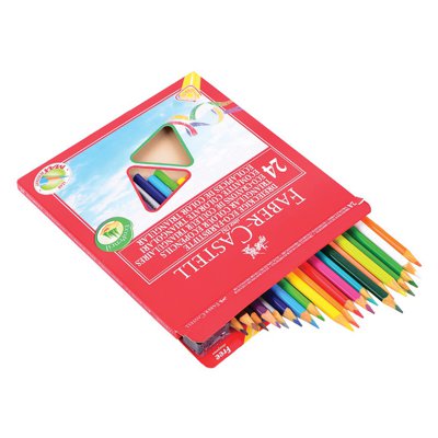 Kredki Eco Colour  trójkątne 24 Kol. + temperówka opakowanie karton Faber-Castell