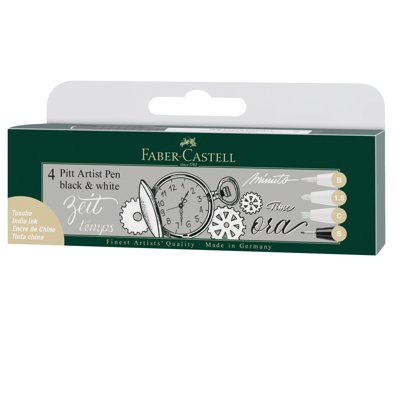 Pitt Artist Pen, Black&White, 4 szt.