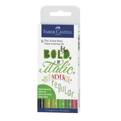 Faber Castell, Pitt Artist Pen Hand Lettering, odcienie zielone, 6 szt.