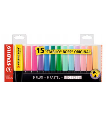 Zakreślacze Boss 15-kol. w etui, Stabilo