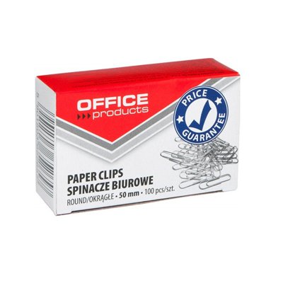 Spinacze okrągłe OFFICE PRODUCTS, 50mm, 100szt., srebrne