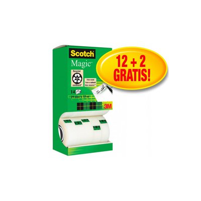 Taśma biurowa ScotchMagic 19mm 33m 12szt., 2 rolki GRATIS