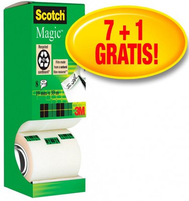 Taśma biurowa Magic Scotch 19mm 33m 7szt., 1 rolka GRATIS