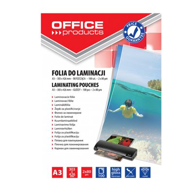 Folia do laminowania Ofice Products A3, 2 x 80mikr., błyszcząca, 125szt
