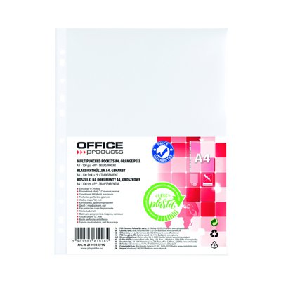 Koszulki na dokumenty OFFICE PRODUCTS, PP, A4, groszkowe, 100szt.