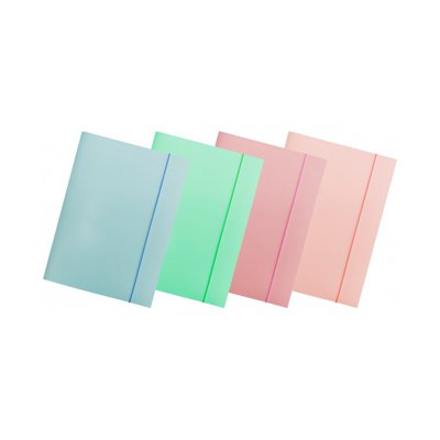 Teczka z gumką OFFICE PRODUCTS Pastel, karton/lakier, A4, 300gsm, 3-skrz., mix kolorów