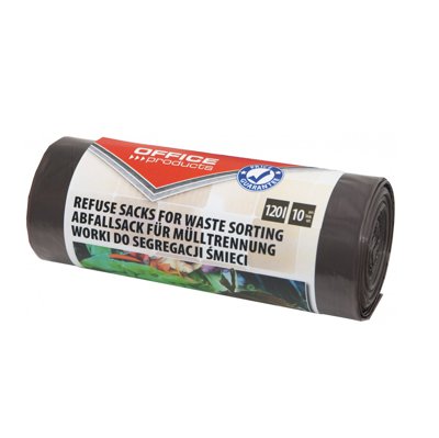 Worki na śmieci domowe OFFICE PRODUCTS, do segregacji odpadów BIO, mocne (LDPE), 120l, 10szt., brązowe