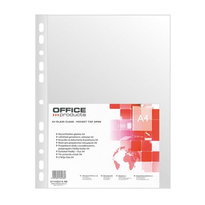 Koszulki na dokumenty OFFICE PRODUCTS, PP, A4, krystal, 40mikr., 100szt.